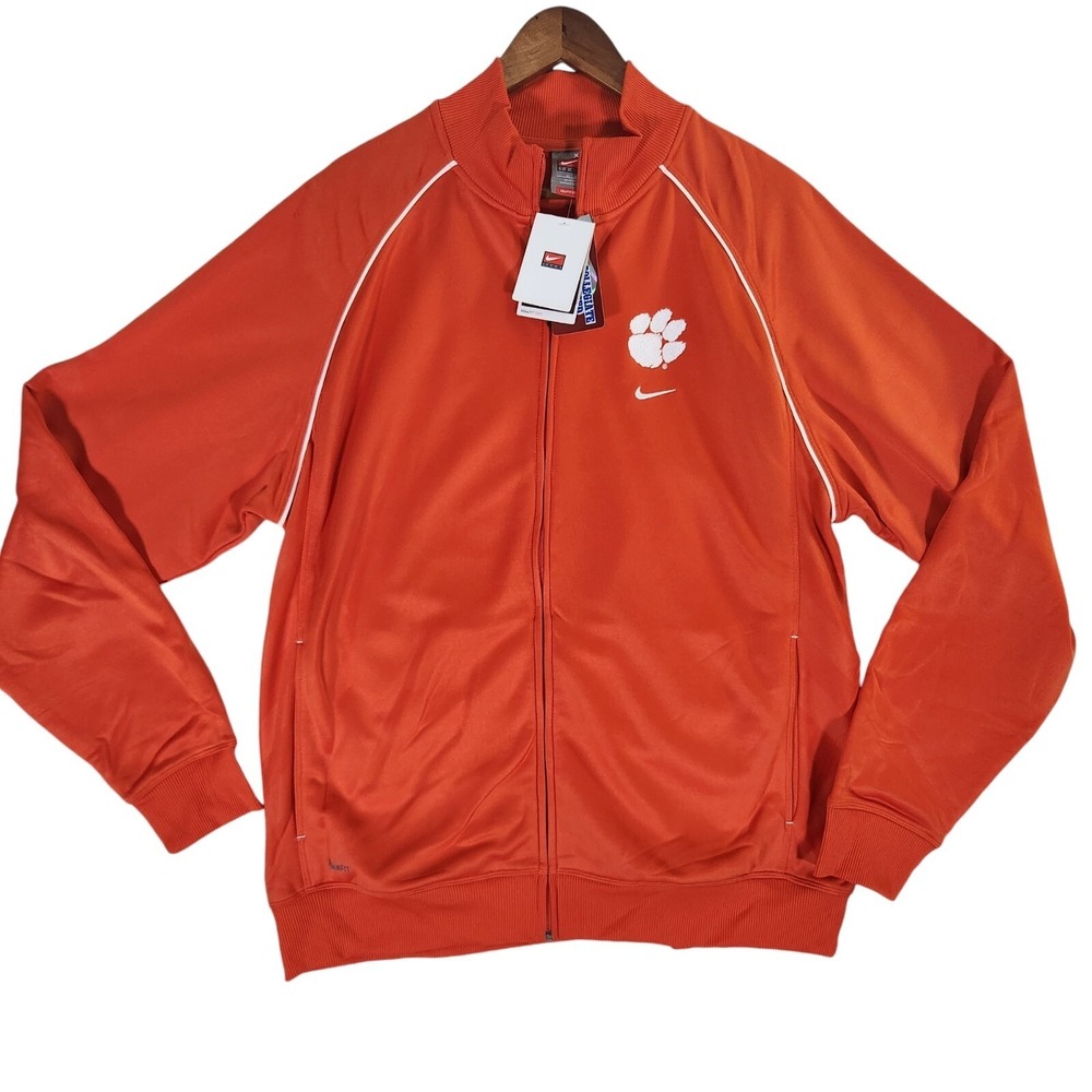 VTG Nike Clemson Tigers Full Zip Track Jacket Men's XL Orange Logo Spell Out NWT